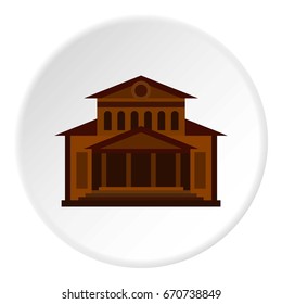 Theater building icon in flat circle isolated vector illustration for web