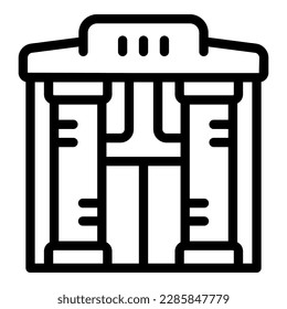 Vector de contorno de icono de construcción de teatro. Espectáculo de marionetas. Guión de escenario