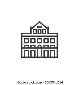 Theater Building line icon. linear style sign for mobile concept and web design. Residential building architecture outline vector icon. Symbol, logo illustration. Vector graphics
