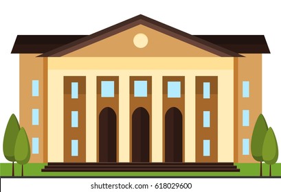 Theater building on a white background.  Vector illustration in flat  style.