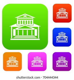 Theater building set icon in different colors isolated vector illustration. Premium collection
