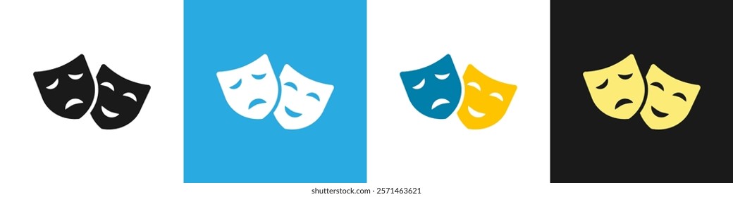 Theater or Carnival, Masquerade Mask. Masquerade vector icon on white background. Comic and tragic mask icon