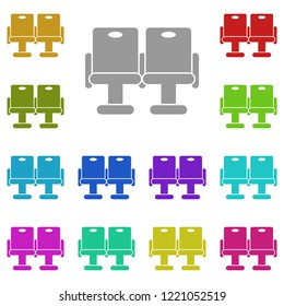 theater chairs icon in multi color. Simple glyph vector of education set for UI and UX, website or mobile application