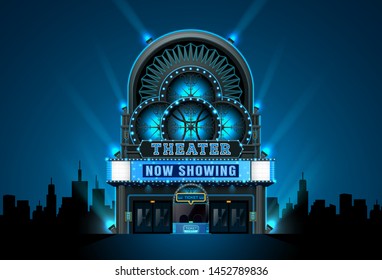 theater cinema building easy to change color and object vector illustrator