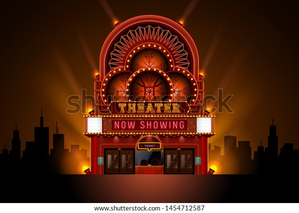 theater\
cinema building theater cinema building high detail vector\
illustration easy to change color and\
object