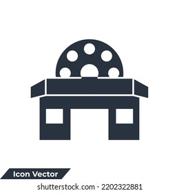 theater cinema building icon logo vector illustration. theater cinema symbol template for graphic and web design collection