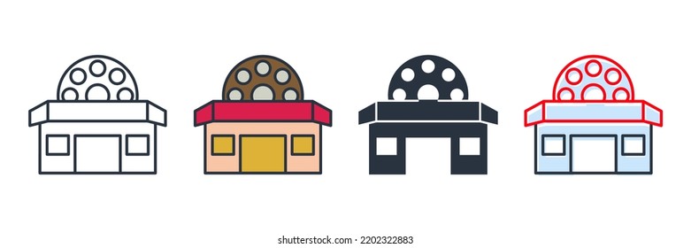 theater cinema building icon logo vector illustration. theater cinema symbol template for graphic and web design collection