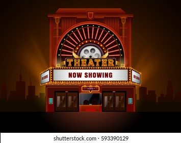 theater cinema building vector easy to change color and object 