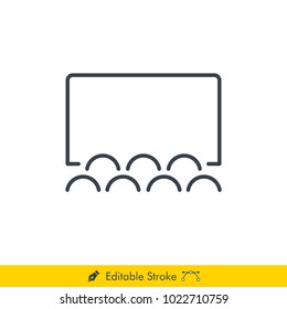 Theater (Cinema) Icon / Vector - In Line / Stroke Design