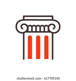 Theater column artistic painter picture eign building facade flat style and entertainment scene exterior house sign vector illustration.