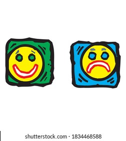 Theater, comedy, happy, drama, mask, happy and sad icon, vector illustration
