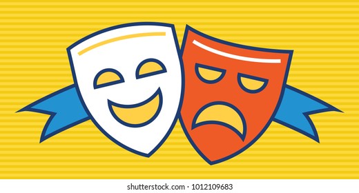 Theater Comedy and Tragedy Icon Flat Graphic Design