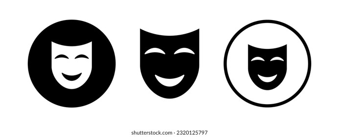 Theater comic mask. Carnival masks. Comedy vector icon.