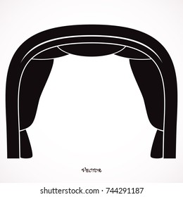 Theater curtain black. Icon Isolated on White Background.
