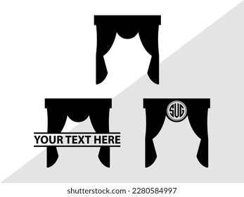 Theater Curtain Monogram Vector Illustration Silhouette