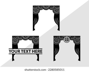 Theater Curtain Monogram Vector Illustration Silhouette