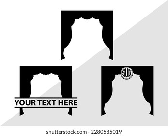 Theater Curtain Monogram Vector Illustration Silhouette