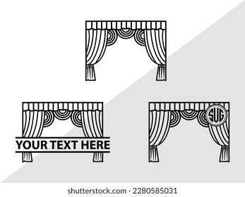 Theater Curtain Monogram Vector Illustration Silhouette