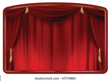 theater curtain red tied with gold tassels