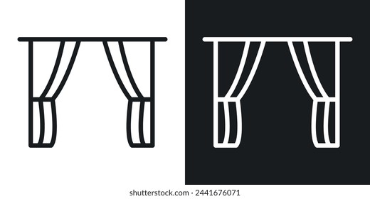 Theater Curtain and Show Decor Icons. Stage Fabric and Performance Backdrop Symbols.