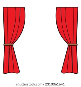 theater curtain vector illustration,isolated on white background,top view