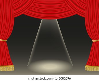 Theater curtains background with spotlight