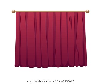 Cortinas de teatro. Cortina de terciopelo rojo de lujo con cortina para la decoración del escenario. Ilustración vectorial de cortinas cerradas sobre fondo aislado en estilo plano.