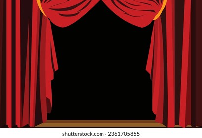 theater curtains, red stage curtains vector illustration