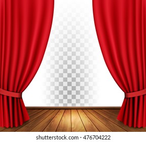 Theater curtains with a transparent background. Vector.