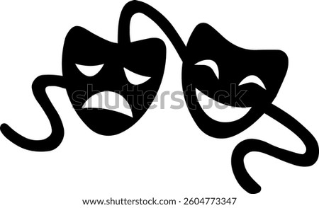 Theater Drama Mask Vector | Comedy and Tragedy Symbol for Performers
