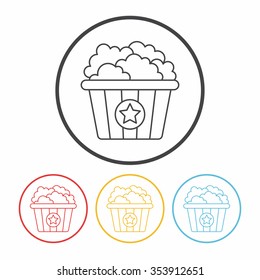 theater drinks and popcorn line icon