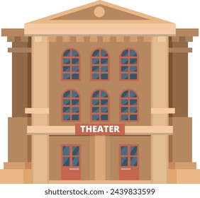 Theater facade. Urban culture landmark color icon