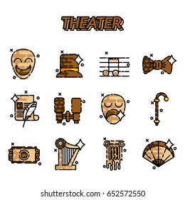 Theater flat icons set