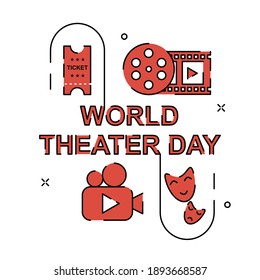 Theater flat outline illustration. Easy to edit with vector file. Can use for your creative content. Especially about world theater day campaign in this march.