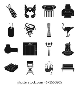 theater, game, architecture and other web icon in black style.computer, food, music icons in set collection.