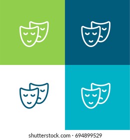 Theater green and blue material color minimal icon or logo design