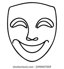 theater humor smile mask one line continuous line art