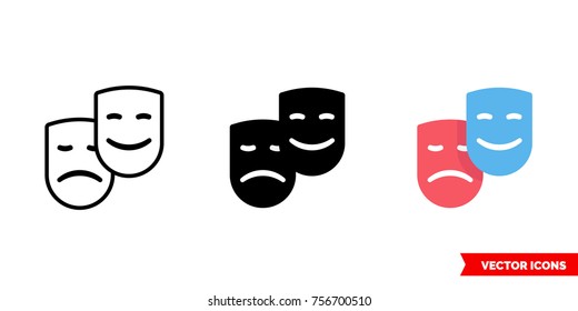 Theater icon of 3 types: color, black and white, outline. Isolated vector sign symbol.