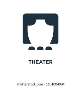 Theater icon. Black filled vector illustration. Theater symbol on white background. Can be used in web and mobile.