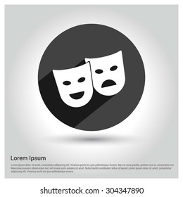 Theater icon. Circle concept web buttons. vector illustration. Flat design style