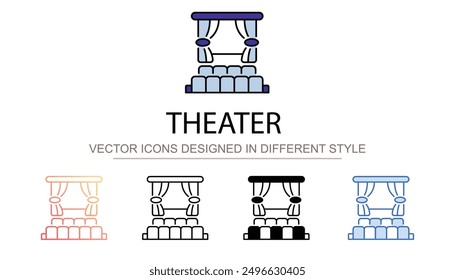 Theater icon design with white background stock illustration