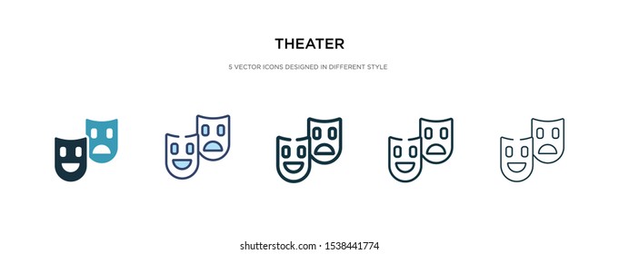 theater icon in different style vector illustration. two colored and black theater vector icons designed in filled, outline, line and stroke style can be used for web, mobile, ui