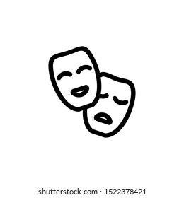 Theater icon with happy and sad masks.