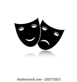 Theater icon with happy and sad masks with shadow