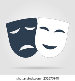 Theater icon with happy and sad masks. VECTOR illustration.
