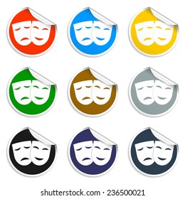 Theater icon with happy and sad masks. VECTOR illustration.