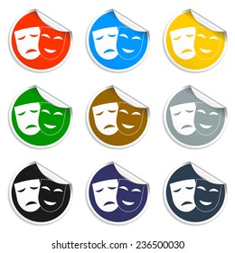 Theater icon with happy and sad masks. VECTOR illustration.