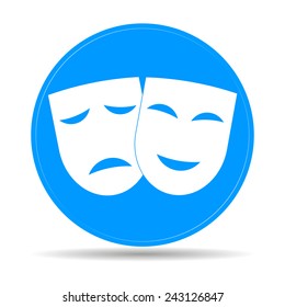 Theater icon with happy and sad masks. VECTOR illustration.