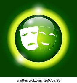 Theater icon with happy and sad masks. VECTOR illustration.