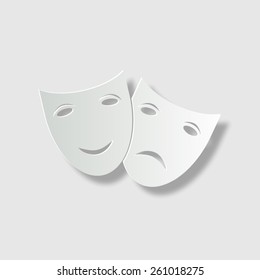 Theater icon with happy and sad masks   - vector icon with shadow